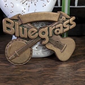 Vintage Brass Blue Grass Banjo Guitar Belt Buckle